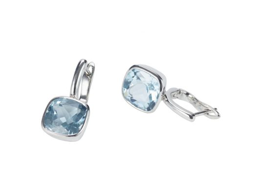 Blue Topaz and Silver Earrings Simple Drop