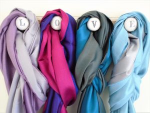 Two Tone Pure Silk Scarves - LOVE