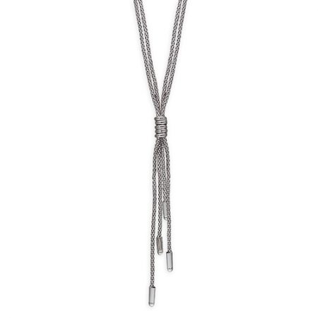 Double Row Tassel Necklace with Silver Cuff Finish