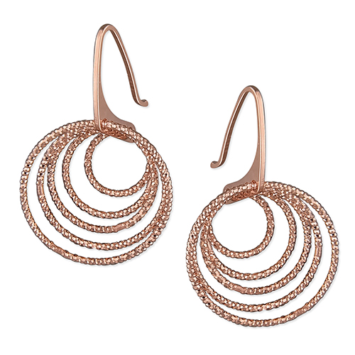 Rose Gold Diamond Cut Concentric Circle Earrings