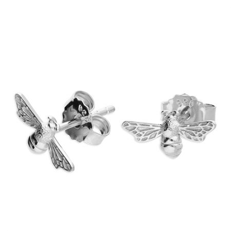Silver Bee Earrings Stud